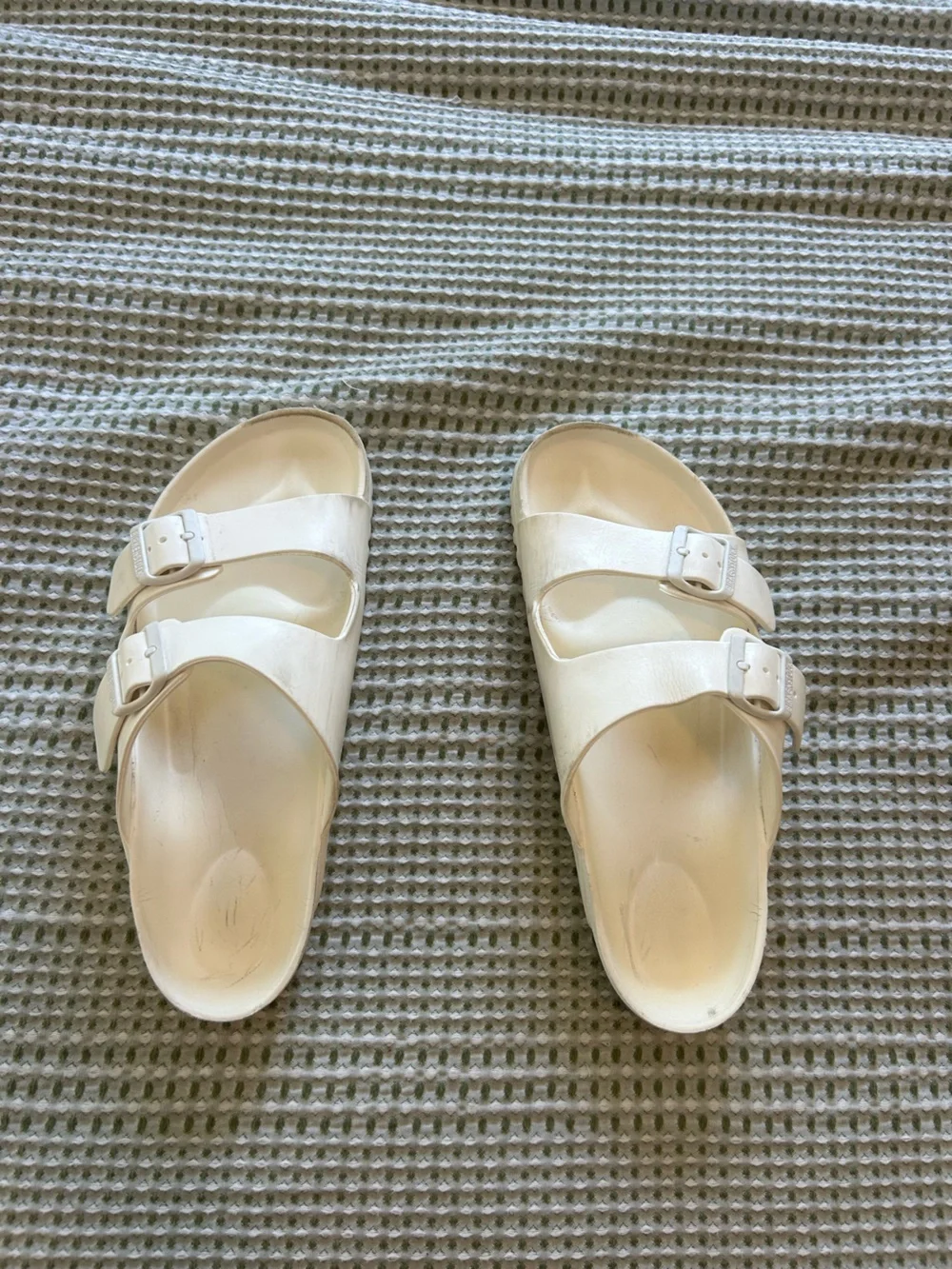 Birkenstock Cream Double-Strap Slide Sandals